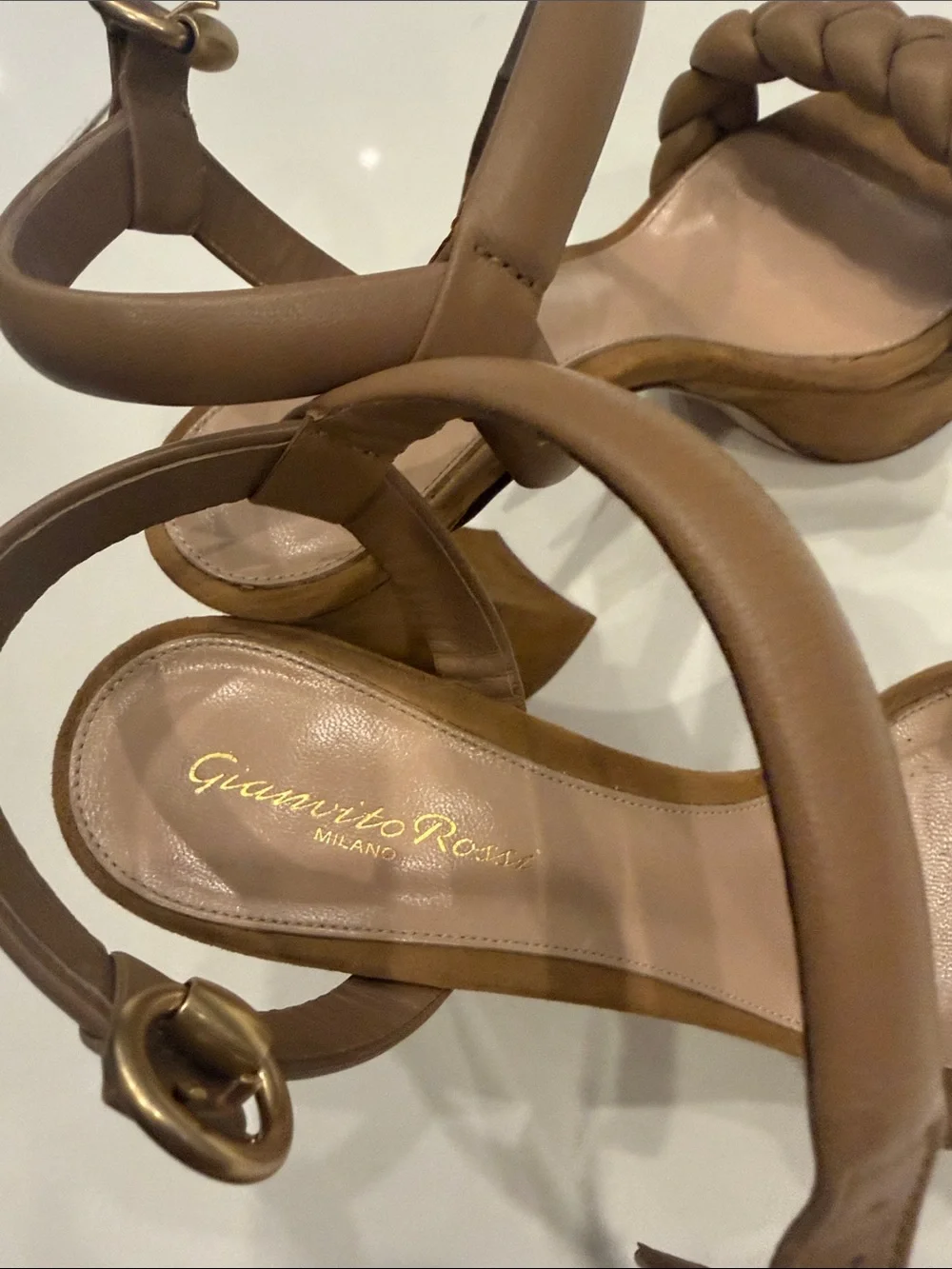 Gianvito Rossi Brown Braided Platform Sandals